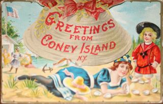 Greetings From Coney Island,  Has " Clamshell Flap " With 24 Miniature Photo 