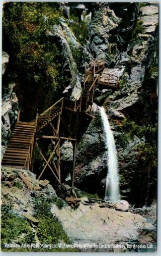 1909 Mount Lowe Postcard " Rainbow Falls,  Rubio Canyon Pacific Electric Railway "