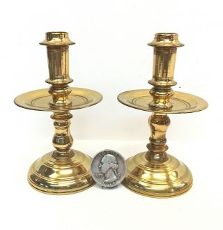 Pair Virginia Metalcrafters Colonial Williamsburg Solid Brass Candlesticks 16 - 32