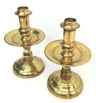 Pair Virginia Metalcrafters Colonial Williamsburg Solid Brass Candlesticks 16 - 32 2