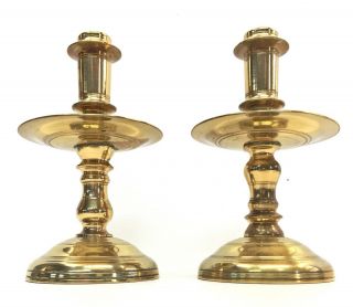 Pair Virginia Metalcrafters Colonial Williamsburg Solid Brass Candlesticks 16 - 32 4