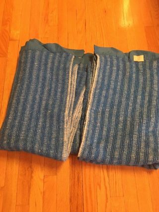 Vintage Sears Thermal Blankets Matching Pair Blue W White Twin