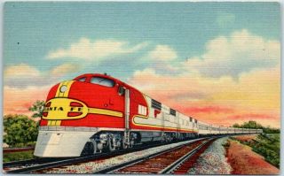 1940s Santa Fe Railroad Postcard Chief Streamliner Train Curteich Linen