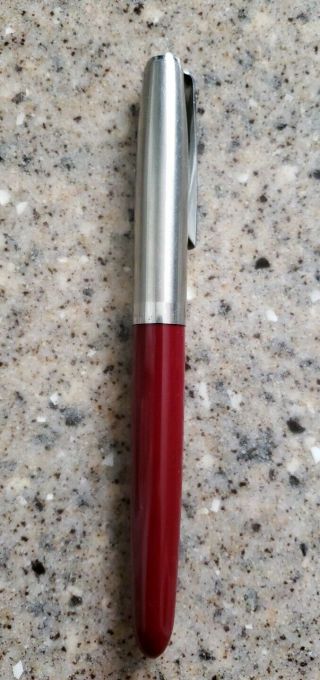 Vintage Parker " 51 " Fountain Pen/made In U.  S.  A.  Burgundy & Chrome/squeeze Fill