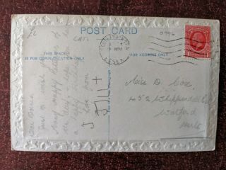 Cat Vintage Postcard.  RPPC.  Birthday.  2 cats.  No date.  British.  Embossed border. 2