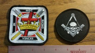 Masonic Knights Templar Embroidered Emblem Patch And Skull 2 Patches