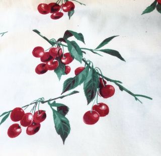 Vintage Cotton Print Tablecloth Cherries Cherry Blossoms 62 X 53 "