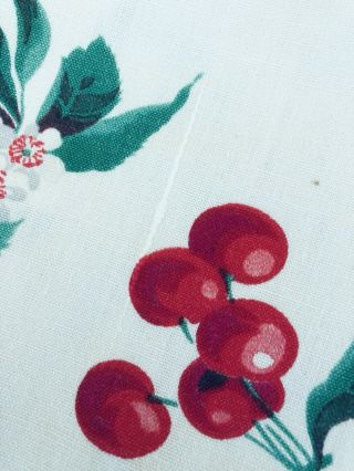 Vintage Cotton Print Tablecloth Cherries Cherry Blossoms 62 X 53 