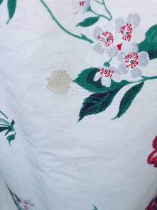 Vintage Cotton Print Tablecloth Cherries Cherry Blossoms 62 X 53 