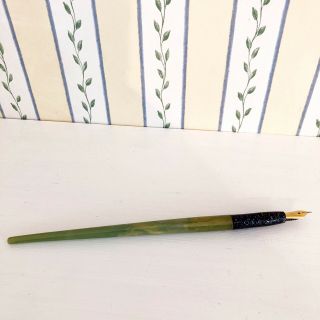 Vintage Marbled Green Bakelite W Glitter Top Desk Dip Pen Nib Pen