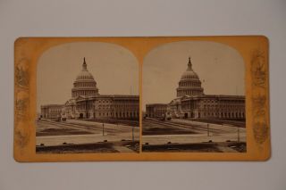 1860s Washington D.  C.  Stereoview Sashes On Capitol Building Lincoln Mourning?