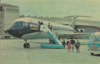 B.  O.  A.  C.  Cunard Vc - 10 Aircraft 3 - Dimensional Xograph Advertising Postcard