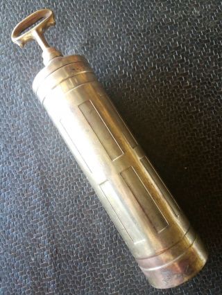 Vintage Brass & Copper Fire Extinguisher Hand Pump Antique Wall Usa
