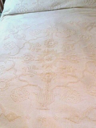 Vintage Bates George Washington Choice Bedspread Irreg.  Off - White Cotton Hobnail