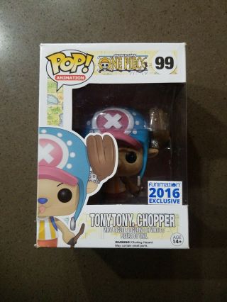 Funko Pop One Piece Tony Tony Chopper Flocked Funimation Exclusive Box.