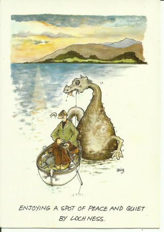 Humorous Postcard - " Enjoying A Spot Of Peace & Quiet At Loch Ness ",  Monster