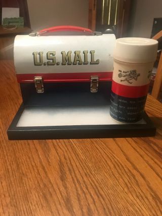 1960s Vintage U.  S.  Mail Mr.  Zip Postal Code Metal Dome Lunch Box Pail