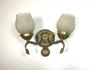 Vintage Ornate Metal Dolphin Fish Wall Sconce Light Fixture