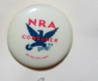 Nra National Recovery Act Consumer Depression Vintage Pinback 1930 