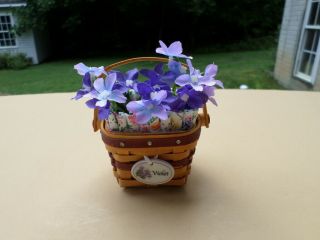 2011 Longaberger Mini Violet Basket,  Flowers,  Tie - On,  Miniature Collectors Club