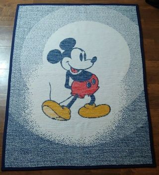 Vintage Mickey Mouse Biederlack of America Reversible Blanket Disney Kids Baby 6