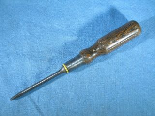Vintage Stanley Bell System Wood Handle 3/16 " Wide Slotted Screwdriver Usa Tool