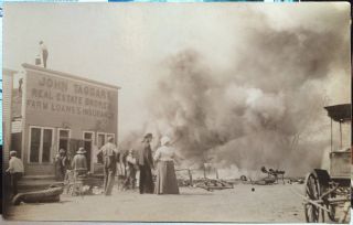 Fire John Taggart,  Real Estate Broker,  Photo Post Card Nebraska City? 1906 - 08