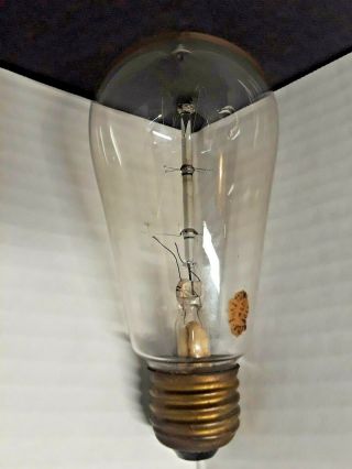 Antique Circa 1910 Ge Mazda 25 Carbon Light Bulb Tipped Edison Etched