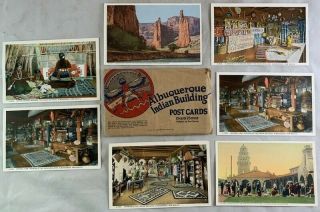 Antique Fred Harvey Postcard Set Albuquerque Indian Building Mexico Zuni