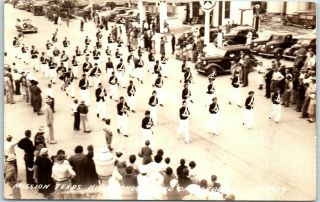 Mission,  Texas Rppc Real Photo Postcard " High School Band On Parade " C1940s