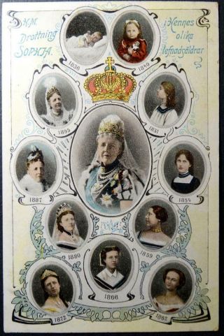 2 Postcards Royalty King Oscar II Queen Sophia of Sweden 3