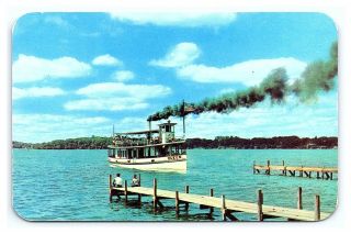 Vintage Postcard The Queen Ferry Steamer Ship Lake Okoboji Iowa G11