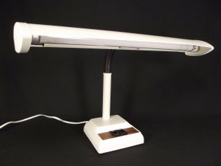 Vintage Desk Lamp 1985 Mid Century Metal Fluorescent Goose Neck Rare White