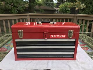 Vintage Craftsman 3 - Drawer Tool Chest Toolbox Model 65337 Made In Usa