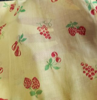 Vintage Flocked Fabric Cute Red Fruits Cherry Strawberry Yellow 2ydsx46 Doll Sew 3