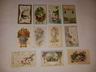 11 Vintage Embossed Easter Postcards 1907 - 1910 100,  Years Old