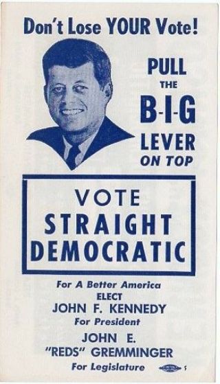 1960 John F Kennedy Pull The Big Lever Campaign Flyer