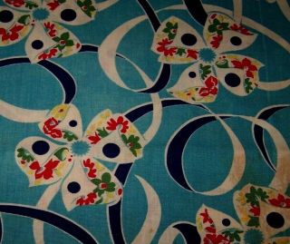 VINTAGE ORG COTTON FEED FLOUR SACK BAG TABLE CLOTH COVER - FABRIC - BOWS - ART - SEW 2