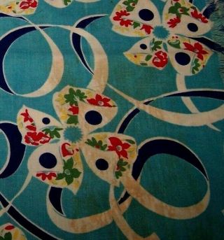VINTAGE ORG COTTON FEED FLOUR SACK BAG TABLE CLOTH COVER - FABRIC - BOWS - ART - SEW 4