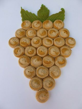 Vintage Grape Hand Crocheted Hot Pad - Unique Fruit Of The Vine Cloth Trivet