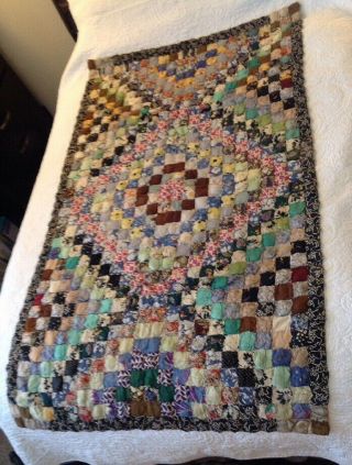 Vintage Handmade Completely Hand Stitched Puffed Patchwork Quilt.