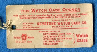 1893 CHICAGO WORLD’S FAIR Keystone Watch Case Opener WITH RARE TAG 2