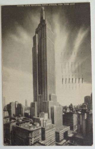 Empire State Building York City Postcard Posted 2 Cent Jefferson Stamp 1955