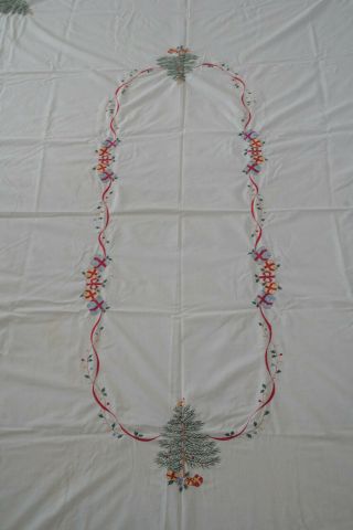hand embroidered vintage christmas table cloth 4
