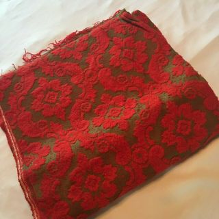 Flocked Upholstery Fabric Red Yardage Vintage 54 " X 50 "