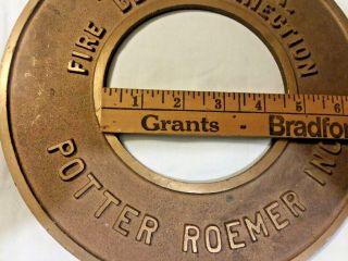 Vintage Brass Fire Department Plate Connection Potter Roemer Inc. 4