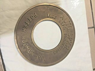 Vintage Brass Fire Department Plate Connection Potter Roemer Inc. 8