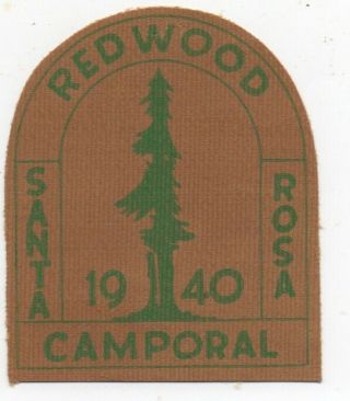1940 Iron On Patch Redwood Camporal Council Boy Scouts Santa Rosa Ca