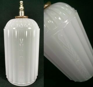 Antique Art Deco Lamp Shade White Glass Torpedo Skyscraper Bullet Boudoir Globe