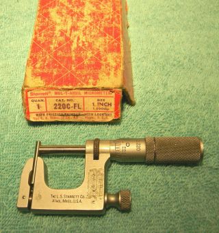 L.  S.  Starrett No.  220 Mul - T - Anvil Micrometer - Reads To 1 Inch - Partial Box - Us S